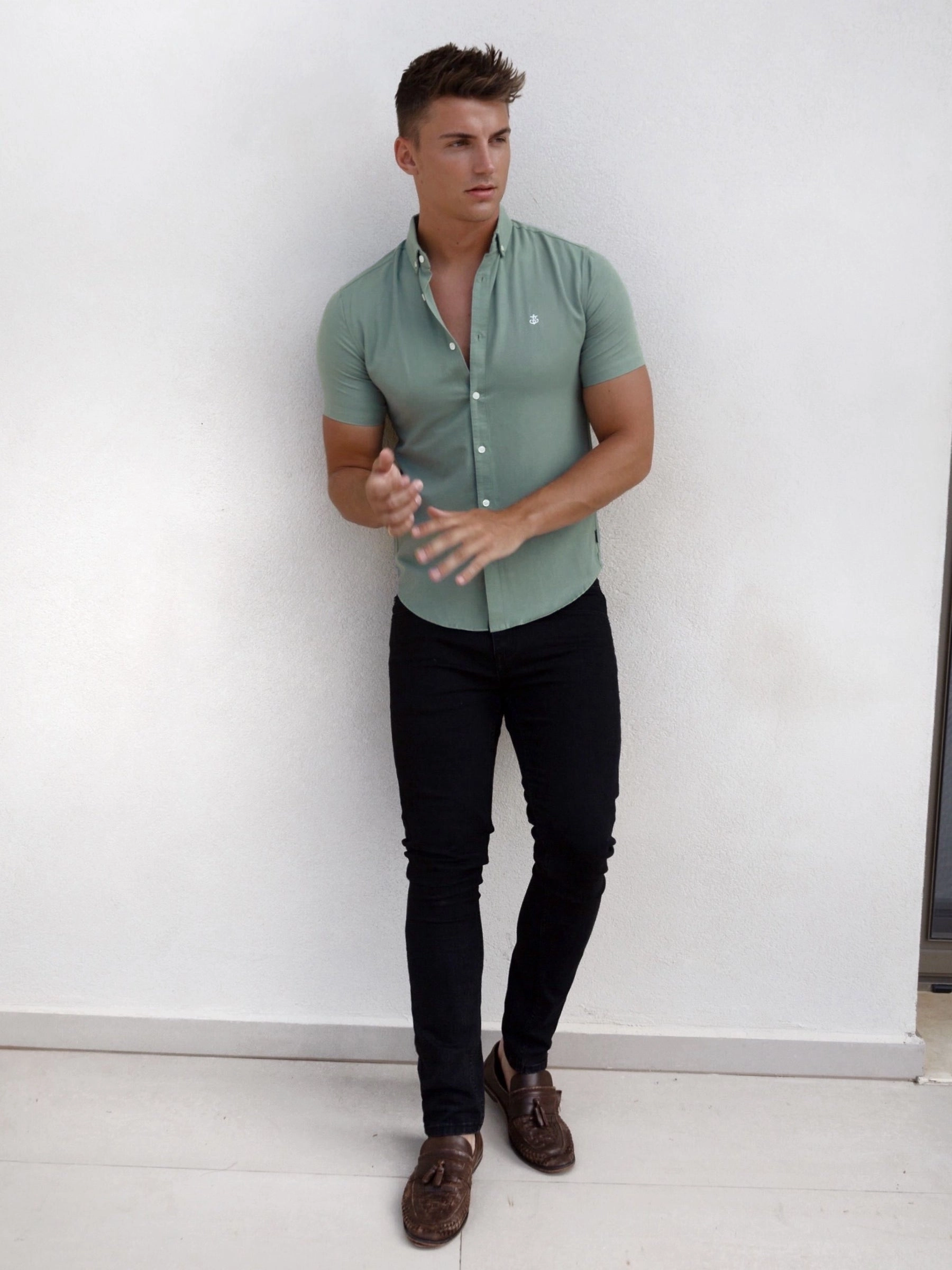 Hunter Short Sleeve Shirt - Mint Green Static Dissipating Fiber