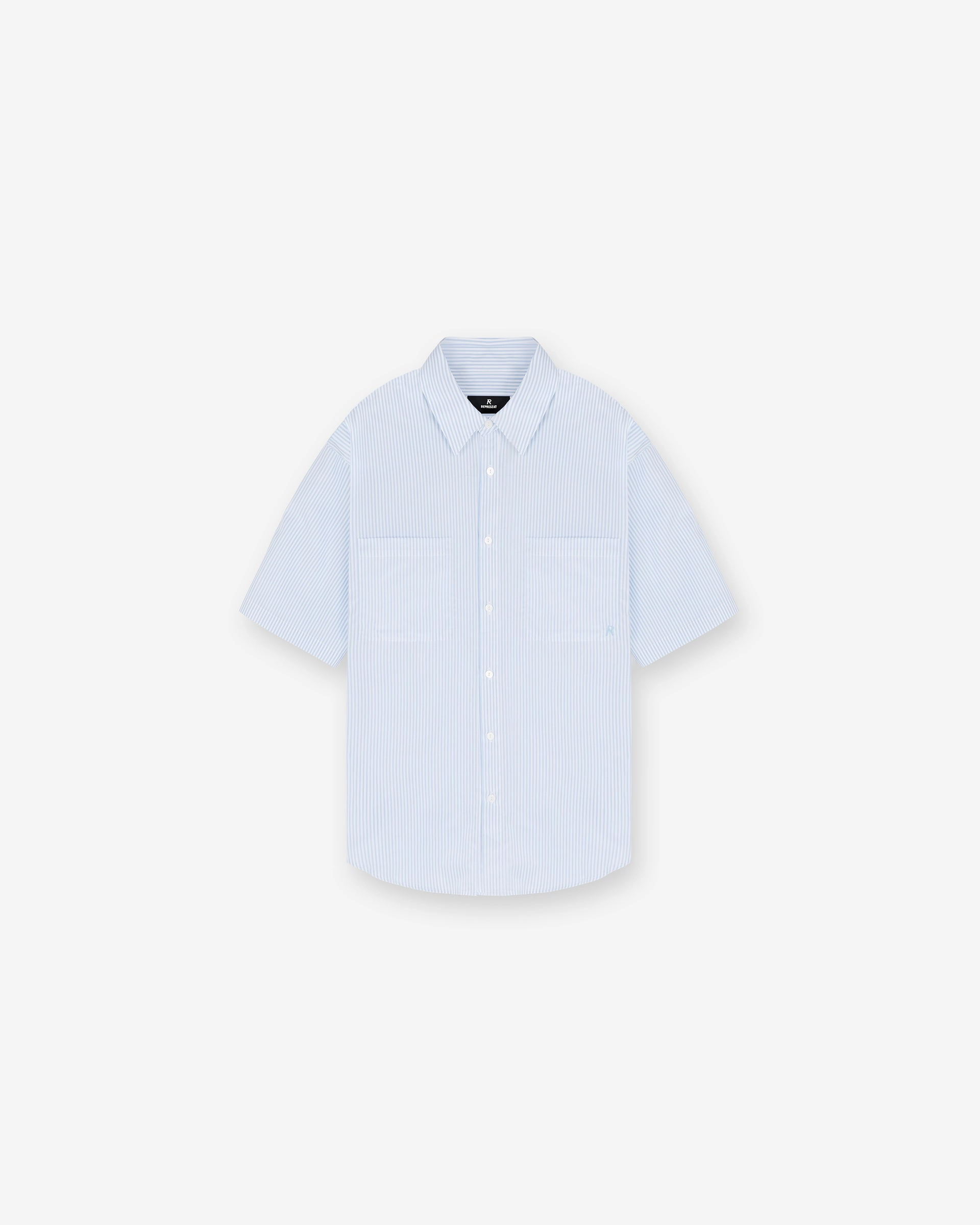 Quality Look Short Sleeve Pinstripe Shirt - Baby Blue