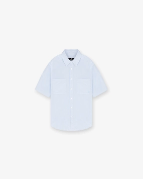 Quality Look Short Sleeve Pinstripe Shirt - Baby Blue