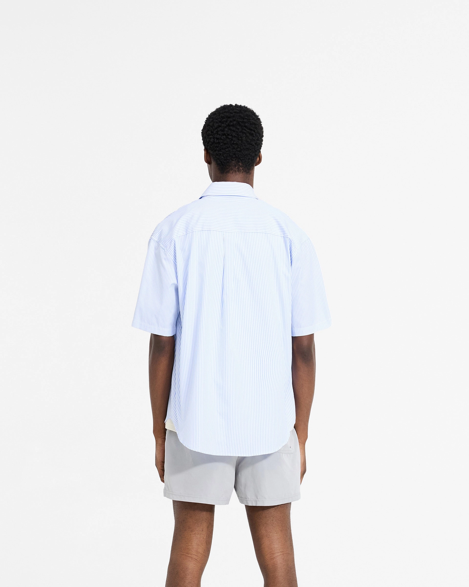 Short Sleeve Pinstripe Shirt - Baby Blue Petite Option Non Iron Material