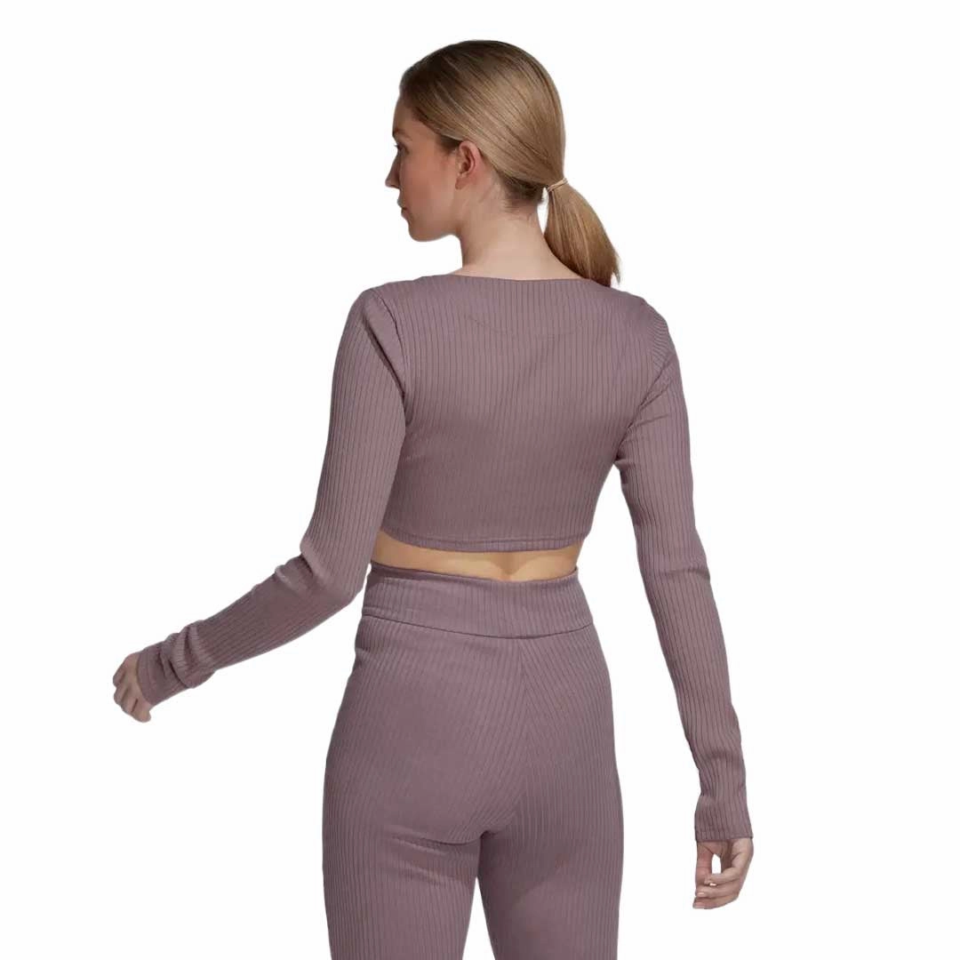 Flexible Daily Fit AirflowVents adidas - Women's Studio Lounge Ribbed Cropped T-Shirt (HH8500)