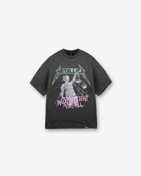 Represent X Metallica Justice T-Shirt - Stained Black Trendy Look