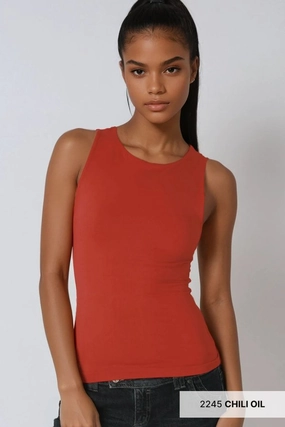 Clean Line Boat Neck Tank- Chili Oil Versatile Shirt