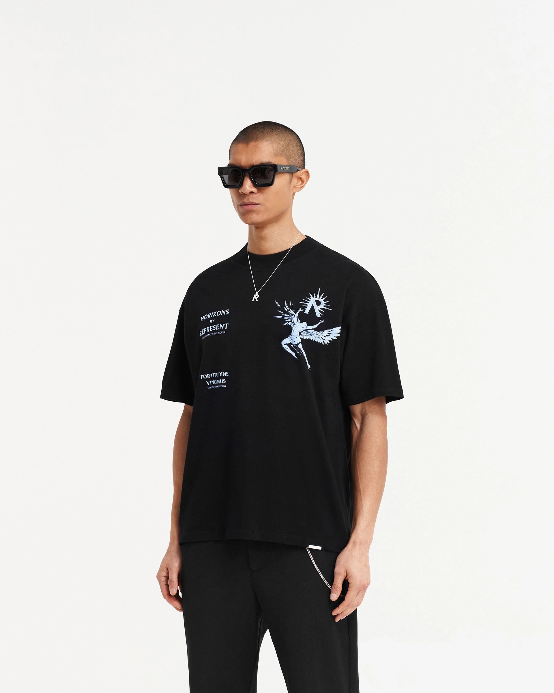 Icarus T-Shirt - Jet Black Blue Sports Outfit