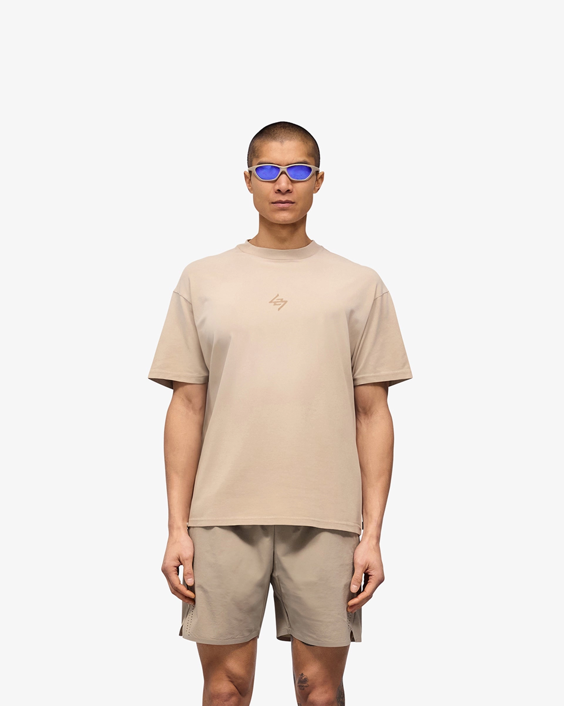 247 Motion Oversized T-Shirt - Pebble Comfortable Layer Leather combination