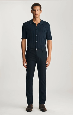 MILTON SLIM STRAIGHT CHINO IN NAVY FEATHER TWEED Organic Cotton Fit Comfort