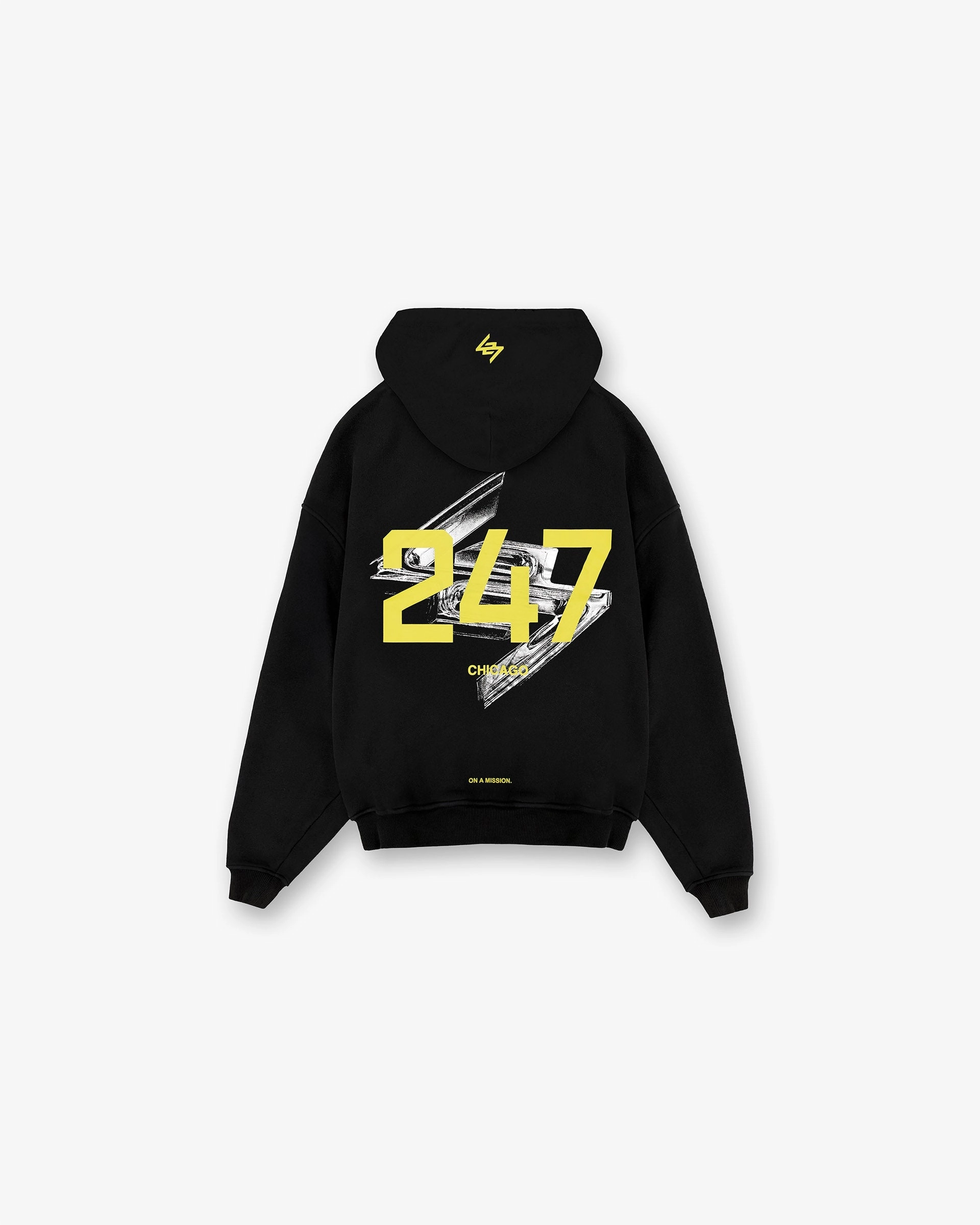 247 Chicago Oversized Hoodie - Jet Black Urban Lifestyle