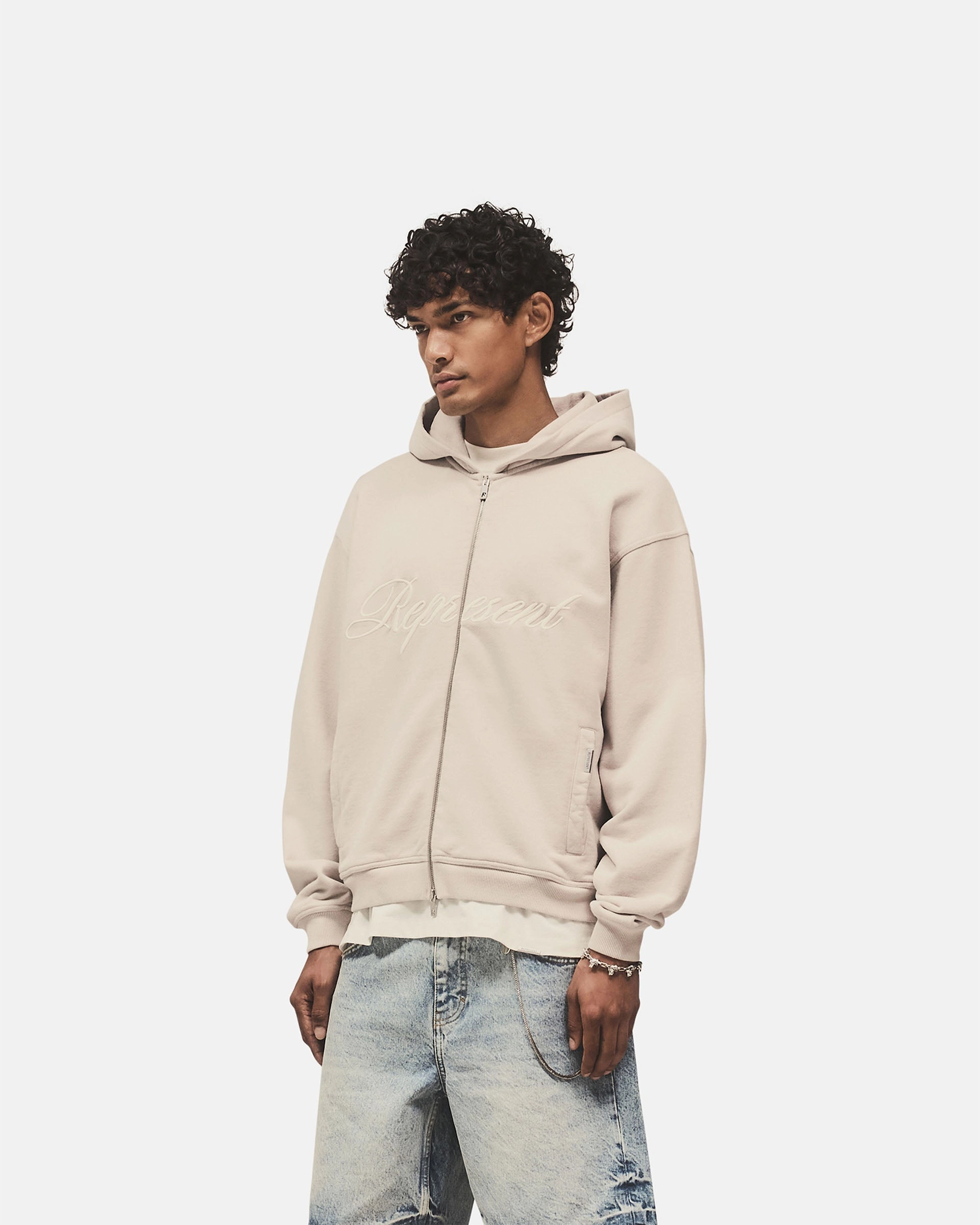 cruise vacation Script Logo Zip Hoodie - Concrete