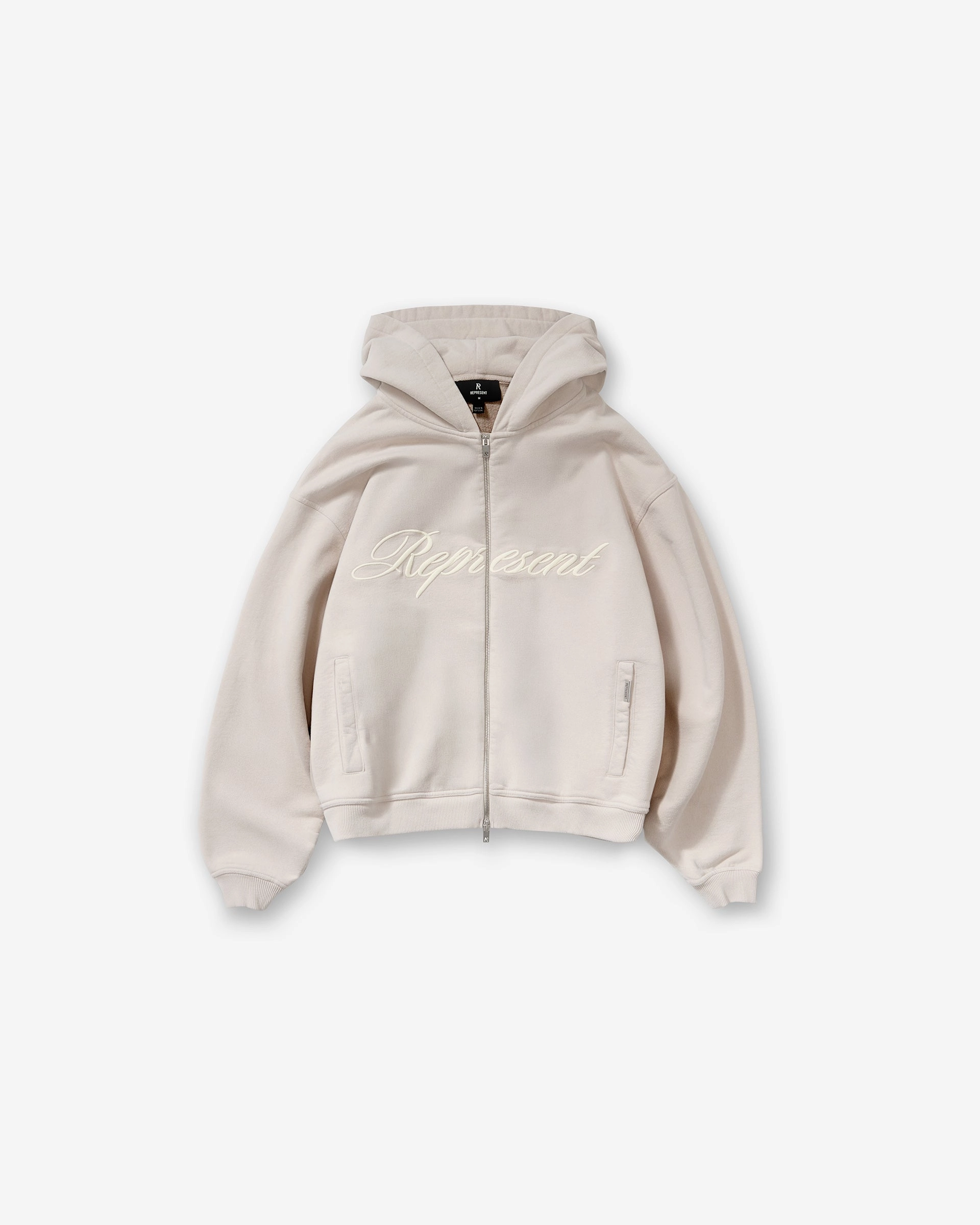 Script Logo Zip Hoodie - Concrete Scoop neck