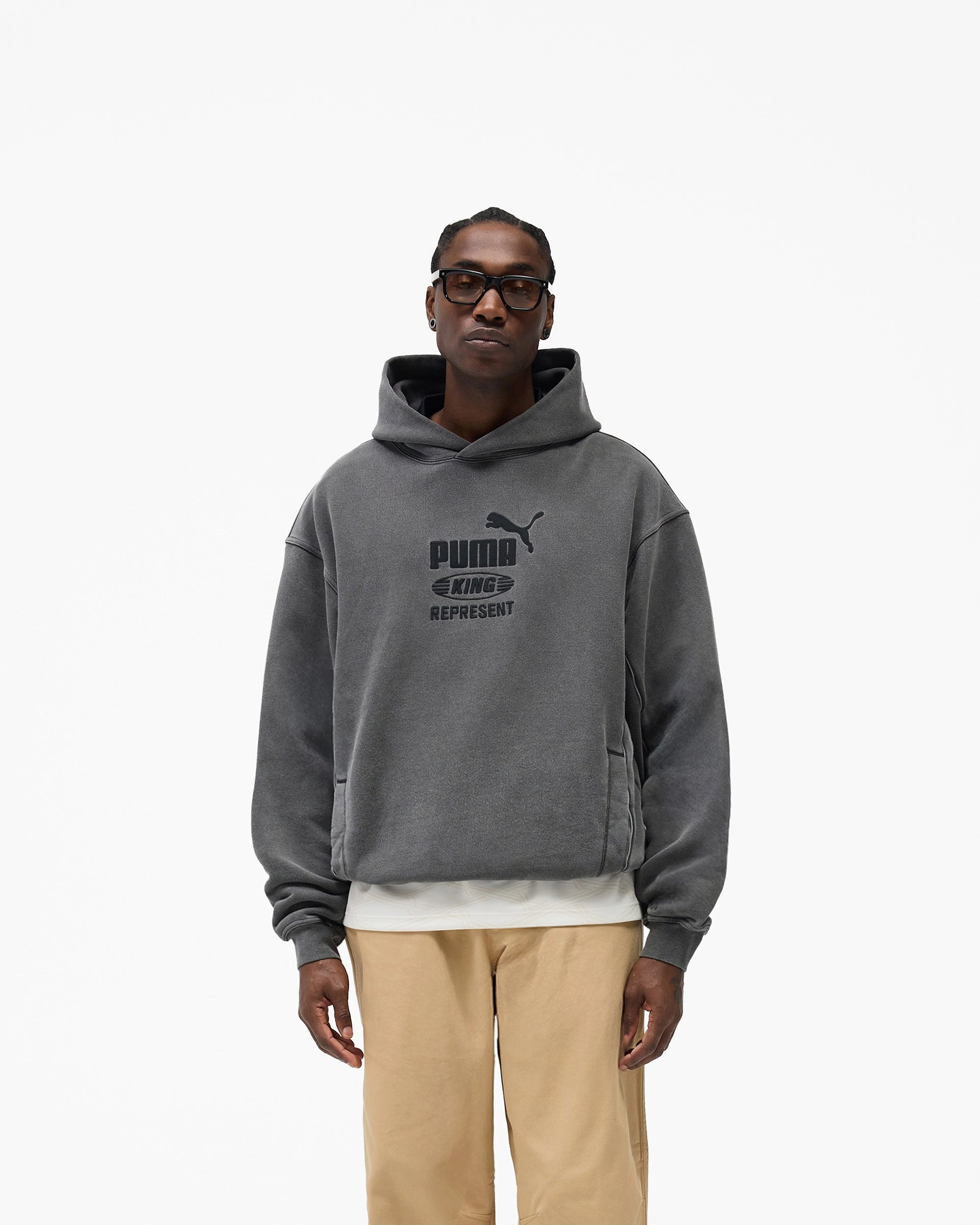 Represent X Puma Graphic Hoodie - Dark Grey Lifestyle Motion