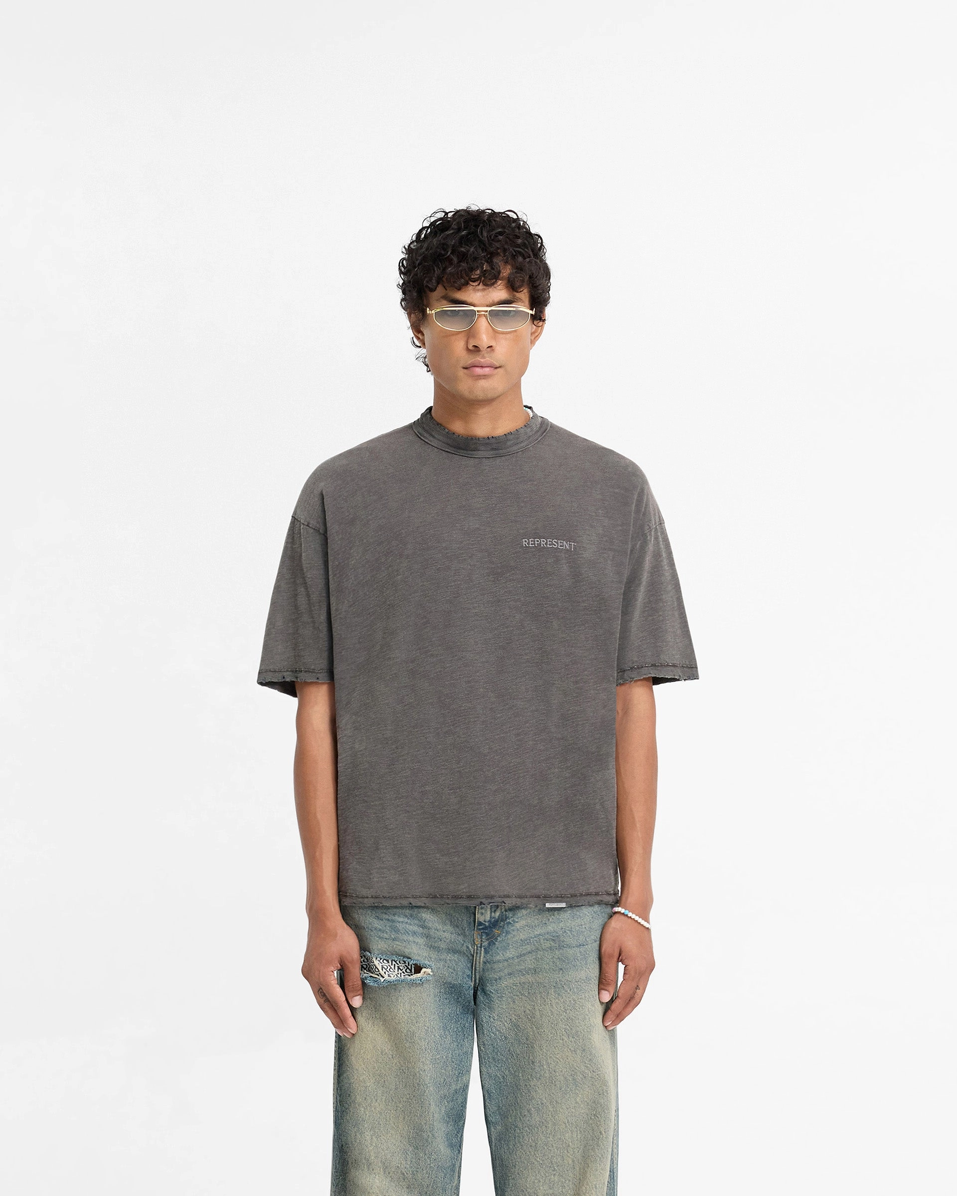 Slub T-Shirt - Vintage Grey Drop Shoulder Design
