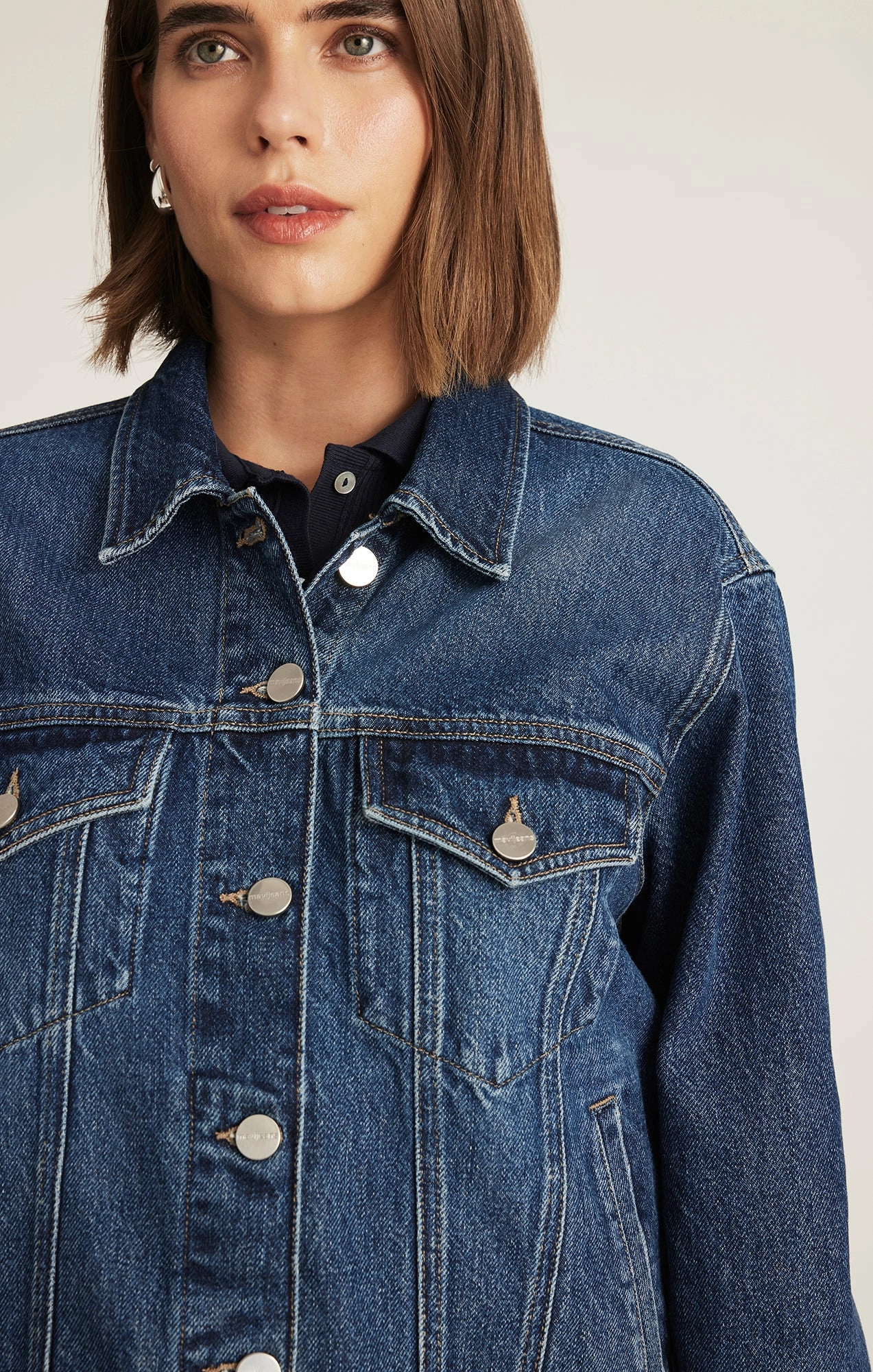 RUBY DENIM JACKET IN DARK BLUE ICON Modern Youth Style Party Look