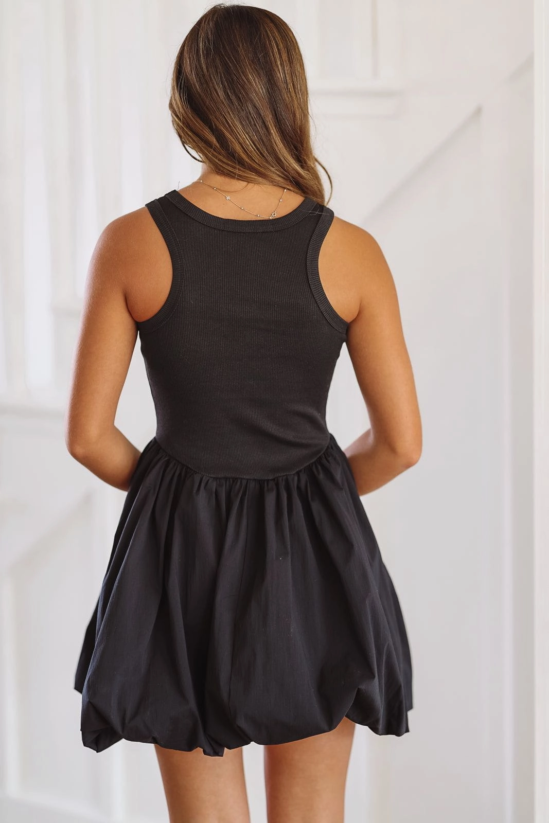 SustainableBlend BrushedInnerSurface Just Stopping By Mini Dress - Black