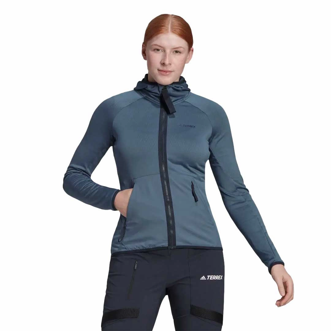 Flexible Joint Articulation Neutral palette adidas - Women's Terrex Tech Flooce Light Hooded Hiking Hoodie (HH9289)