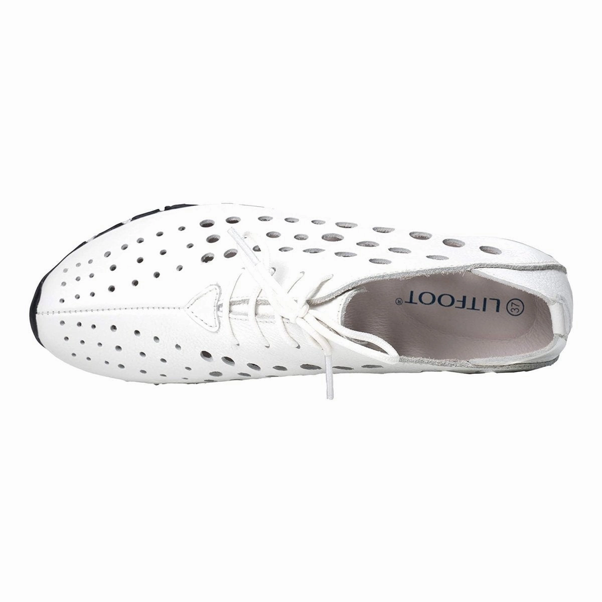 Litfoot Women's Oxford LF9010 White Leather Thermo Regulating Soft Grip