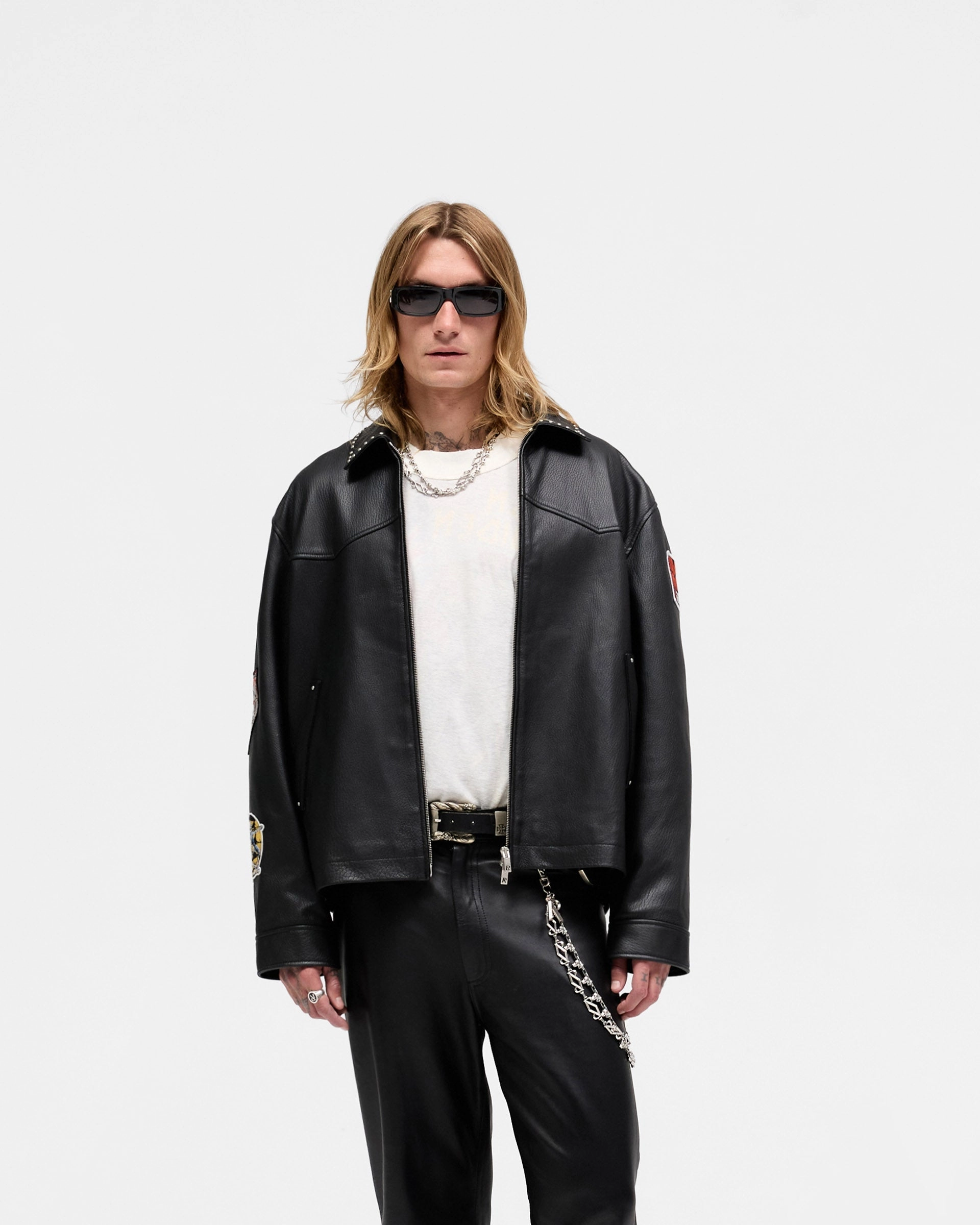 HypoallergenicMaterial Modern Minimal Represent X Iron Maiden Trooper Leather Jacket - Jet Black