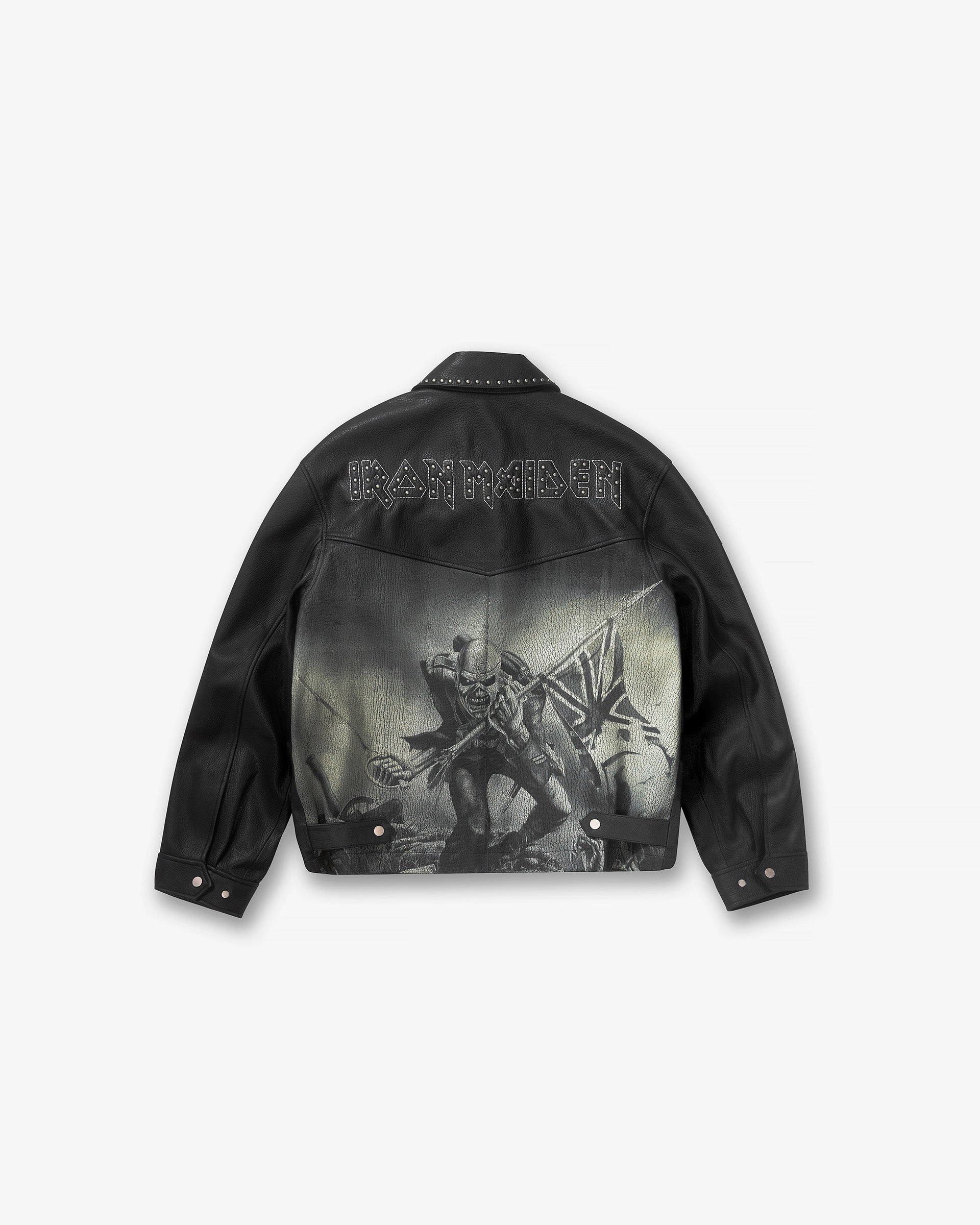 Represent X Iron Maiden Trooper Leather Jacket - Jet Black MoistureWickingTechnology City Commuter