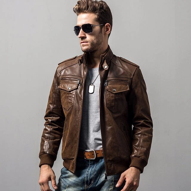 Ultra Soft Brushed Interior West Louis? Pigskin Motorcycle Genuine Leather Jacket