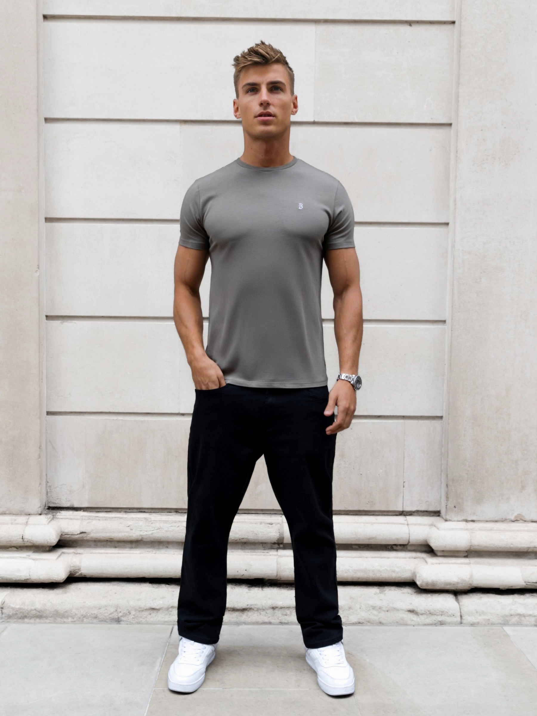 Conrad Anchor T-Shirt - Safari Green Embroidered Details