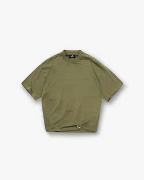 Initial Oversized T-Shirt - Army Green Dimensional Stability Weave Geometric precision