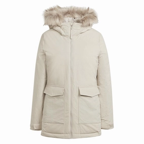 Flexible Fleece Lining Thermoplastic Elastomer Trim adidas - Women's Hooded Fur Parka (HZ5734)