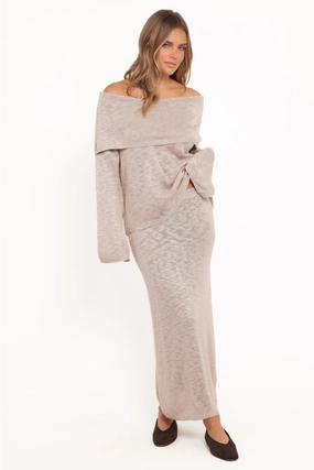 Luxury Finish Urban Fit Indya Knit Skirt - Oatmeal