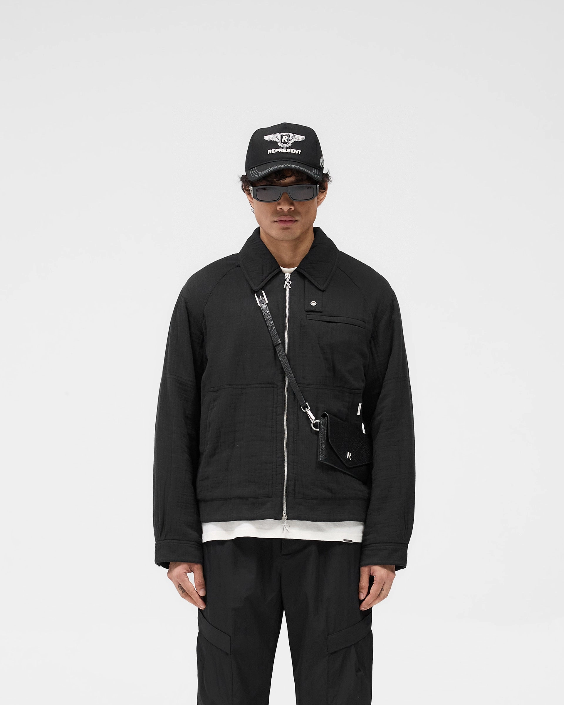 Crinkle Trucker Jacket - Black Moisture Wicking Lining