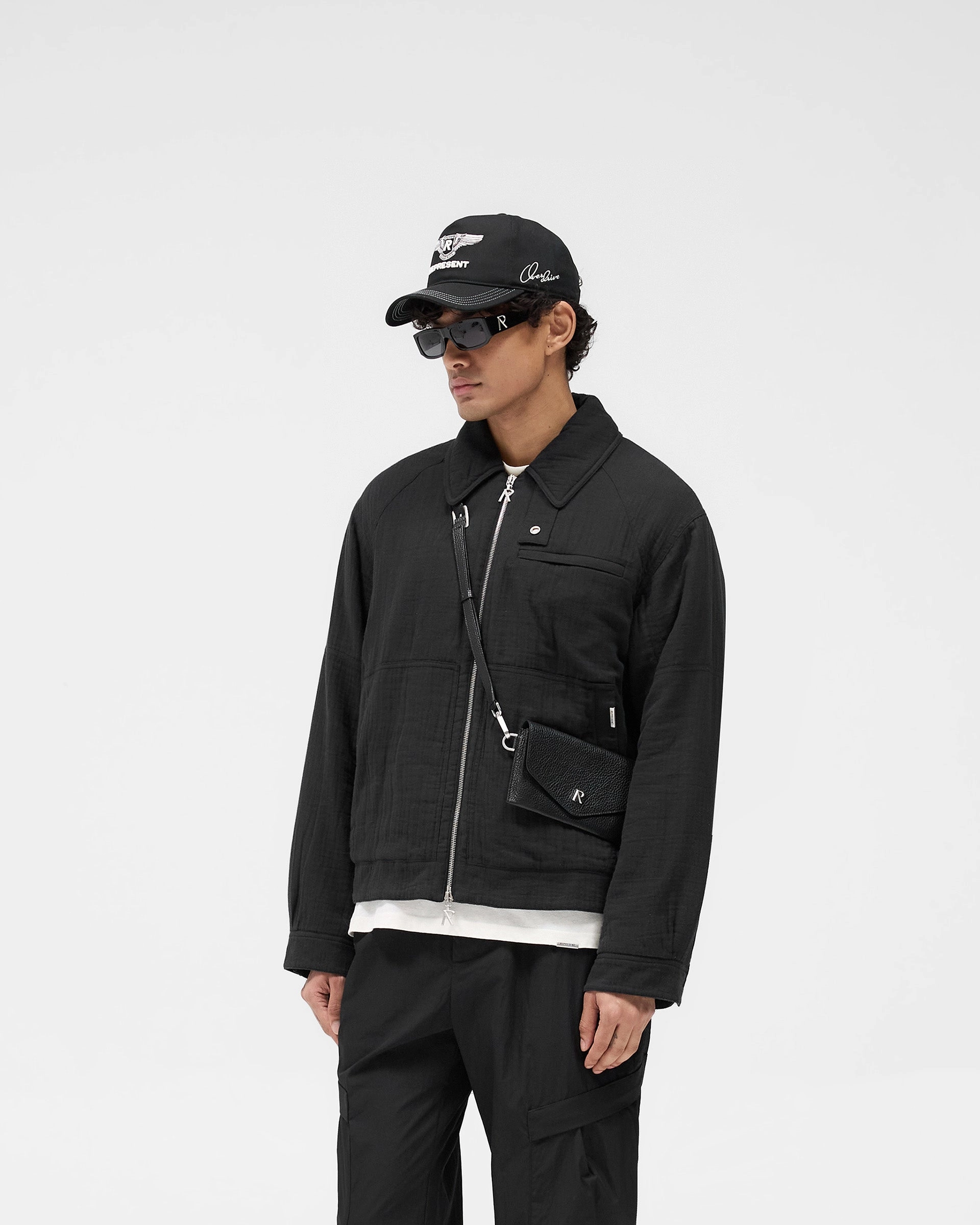 Active Daily Wear Crinkle Trucker Jacket - Black