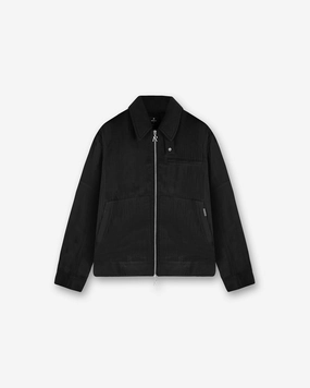 Subtle Design Detail Clean Minimal Look Crinkle Trucker Jacket - Black