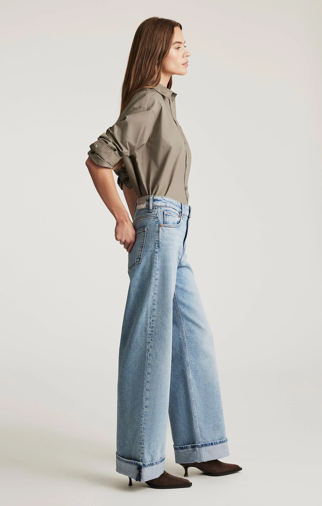 FLORIDA CUFFED WIDE LEG IN LIGHT BRUSHED CLASSIC BLUE school wear Everyday Favorite