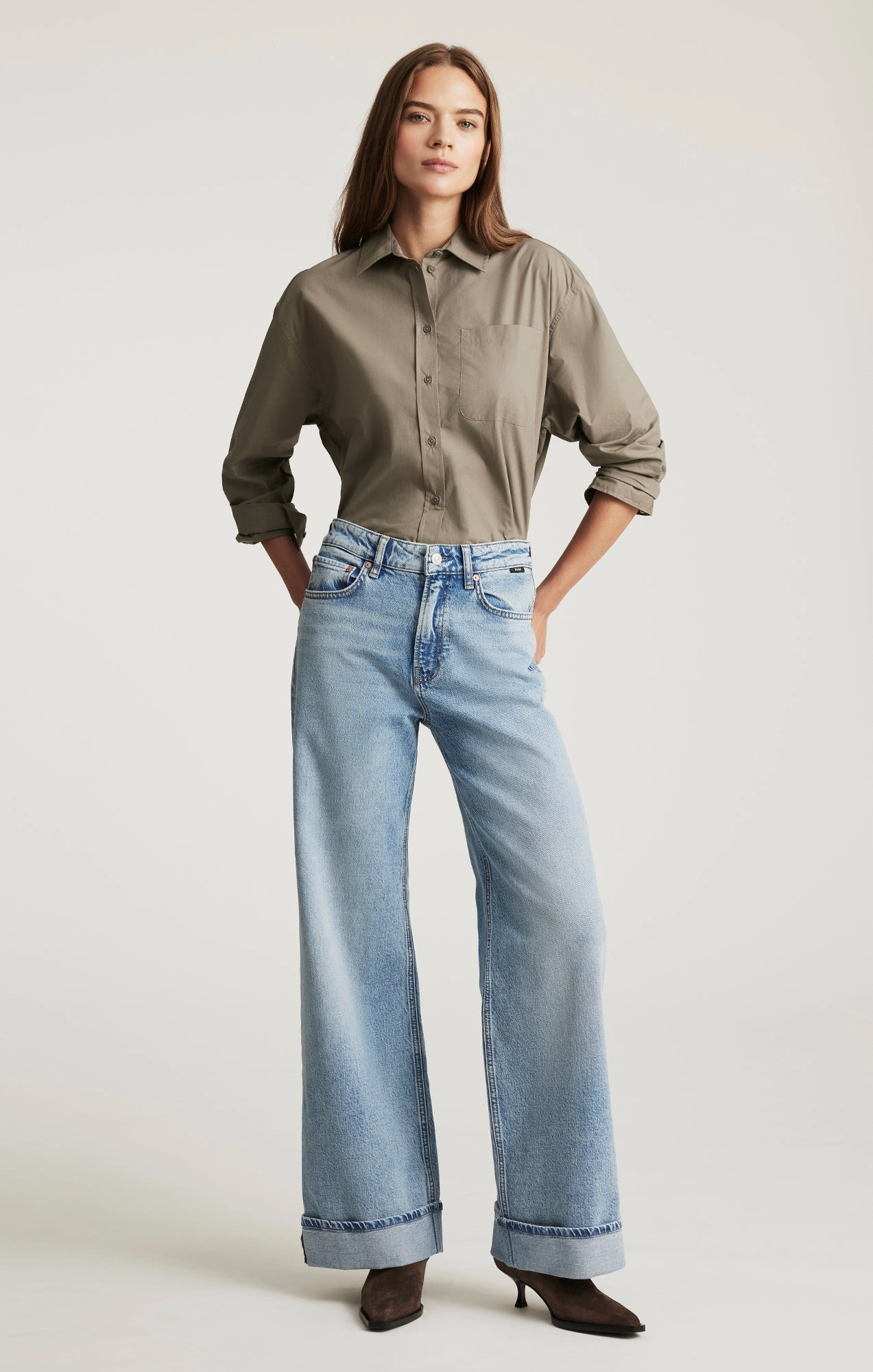 Neutral Mood FLORIDA CUFFED WIDE LEG IN LIGHT BRUSHED CLASSIC BLUE