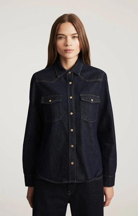 Street Fashion Breathable ANGELA DENIM SHIRT IN RINSE CLASSIC BLUE