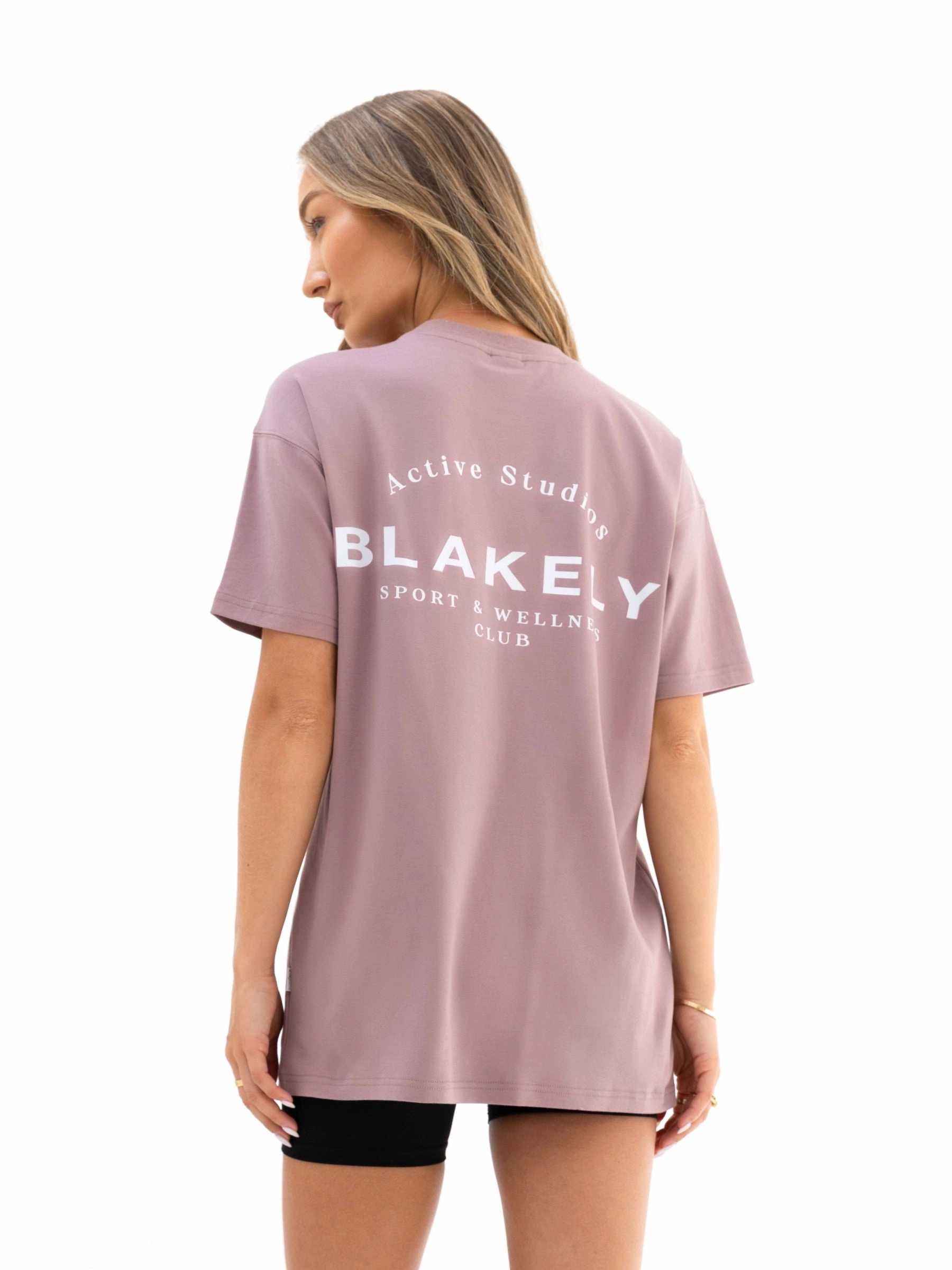Curved Active Studios Oversized T-Shirt - Dusty Pink Subtle Embroidery