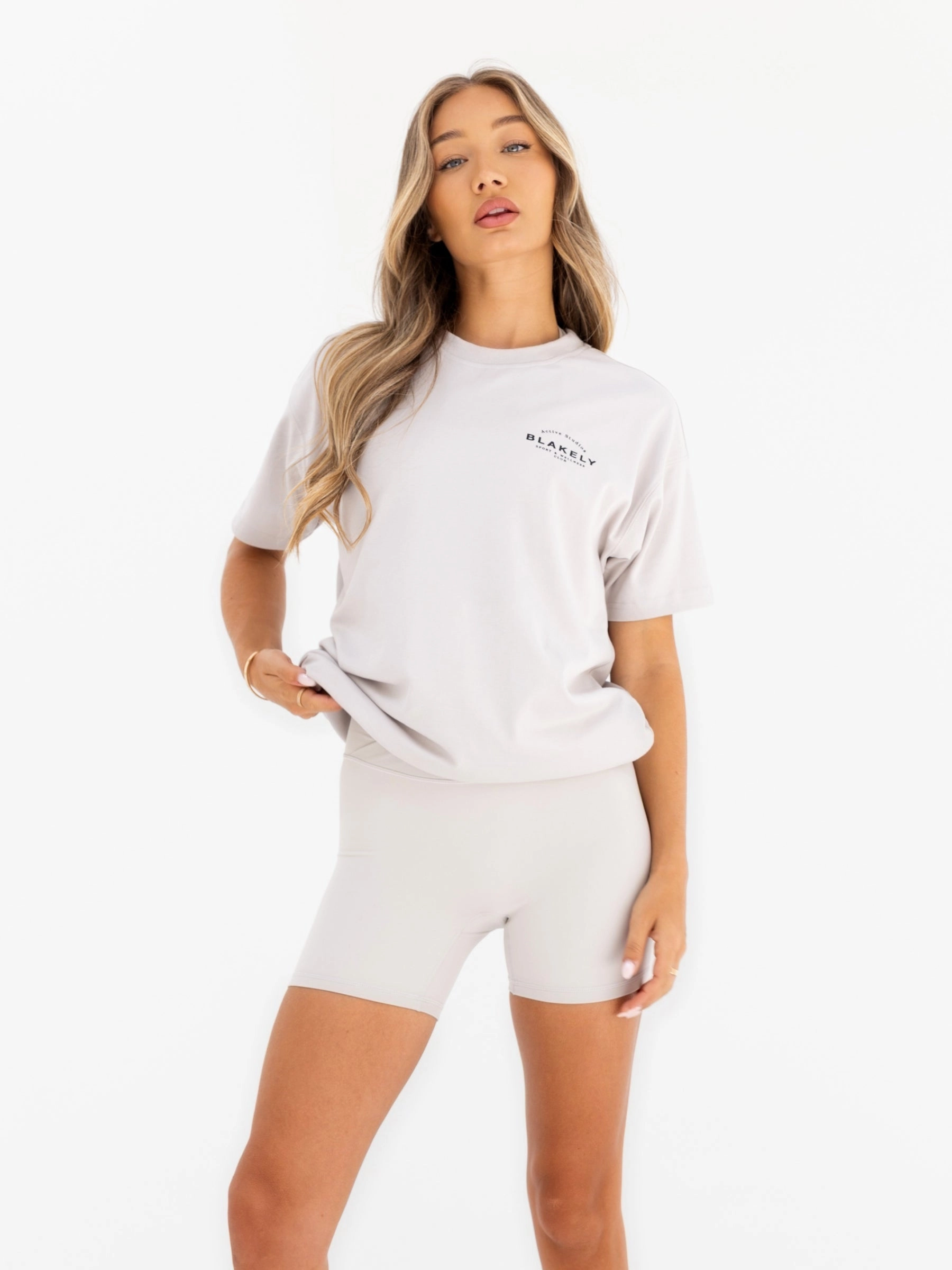 Curved Active Studios Oversized T-Shirt - Ivory Roomy Waistband anti static coating