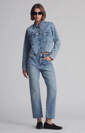 All Time Fit Calm Aesthetic NEW YORK STRAIGHT LEG IN SHINY MID DENIM