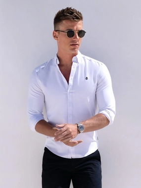 Vibrant Colors Chic Layer Torino Long Sleeve Shirt - White