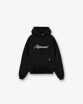 Customizable Option On-The-Go Style Script Logo Hoodie - Black
