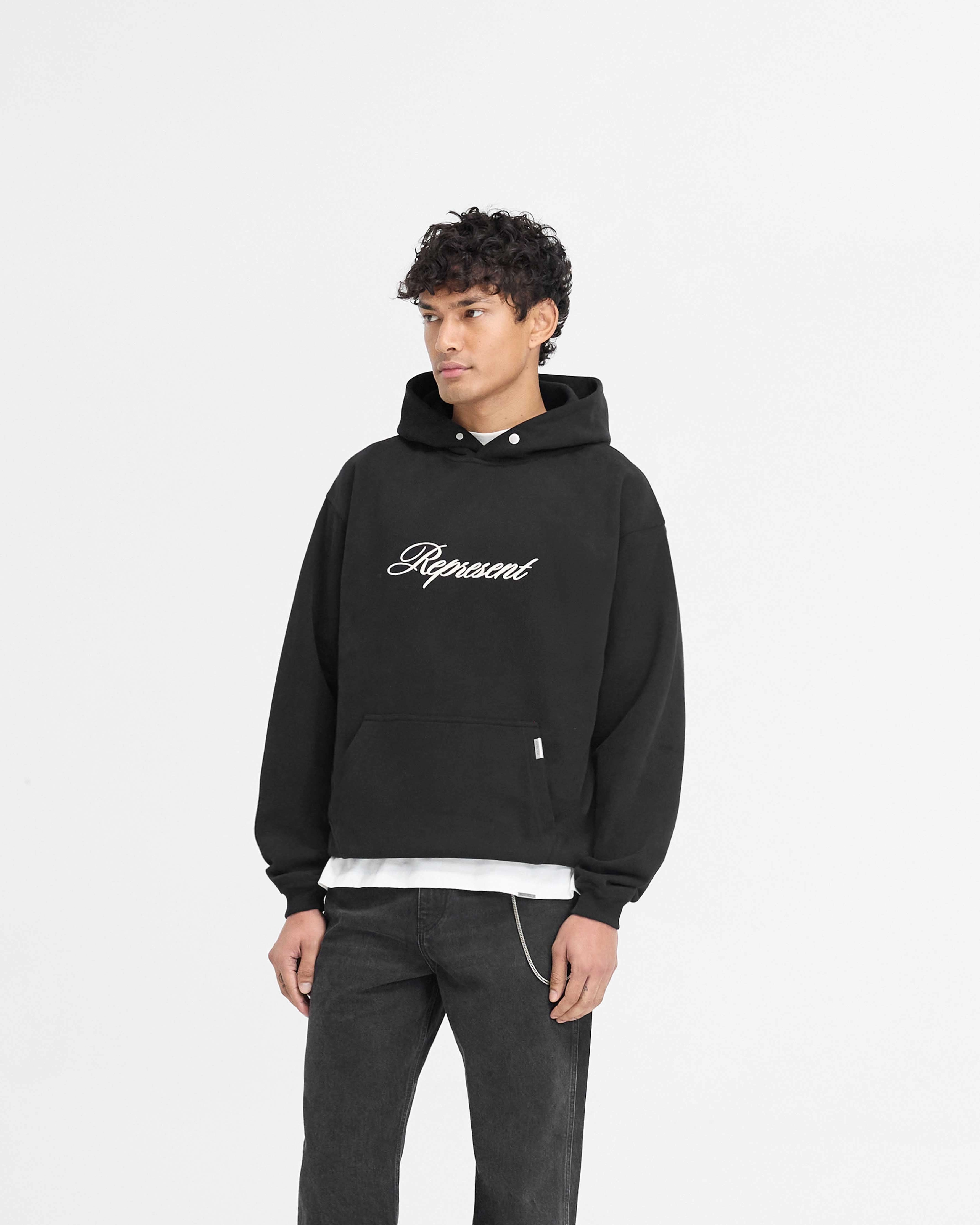 Script Logo Hoodie - Black Modern Silhouette