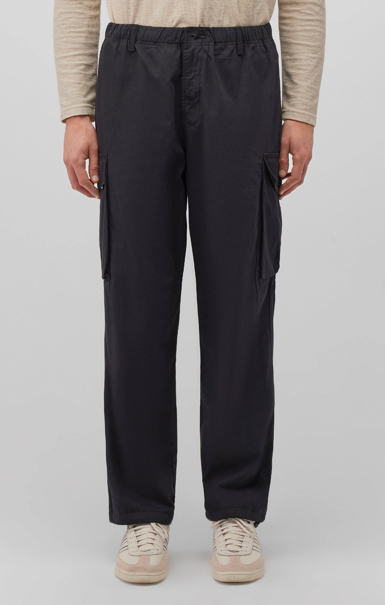 DOUBLE POCKET CARGO PANTS IN PHANTOM Sporty Appeal Soft and Cozy