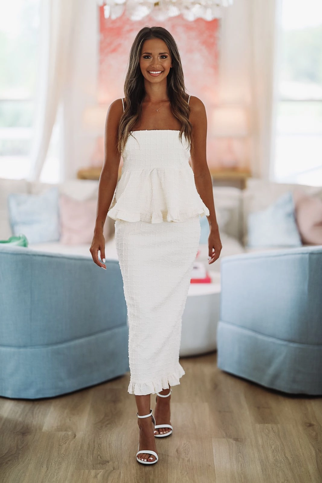 Another Love Crop Top and Midi Skirt Set - Cream Tagless Collar Printed Hoodie