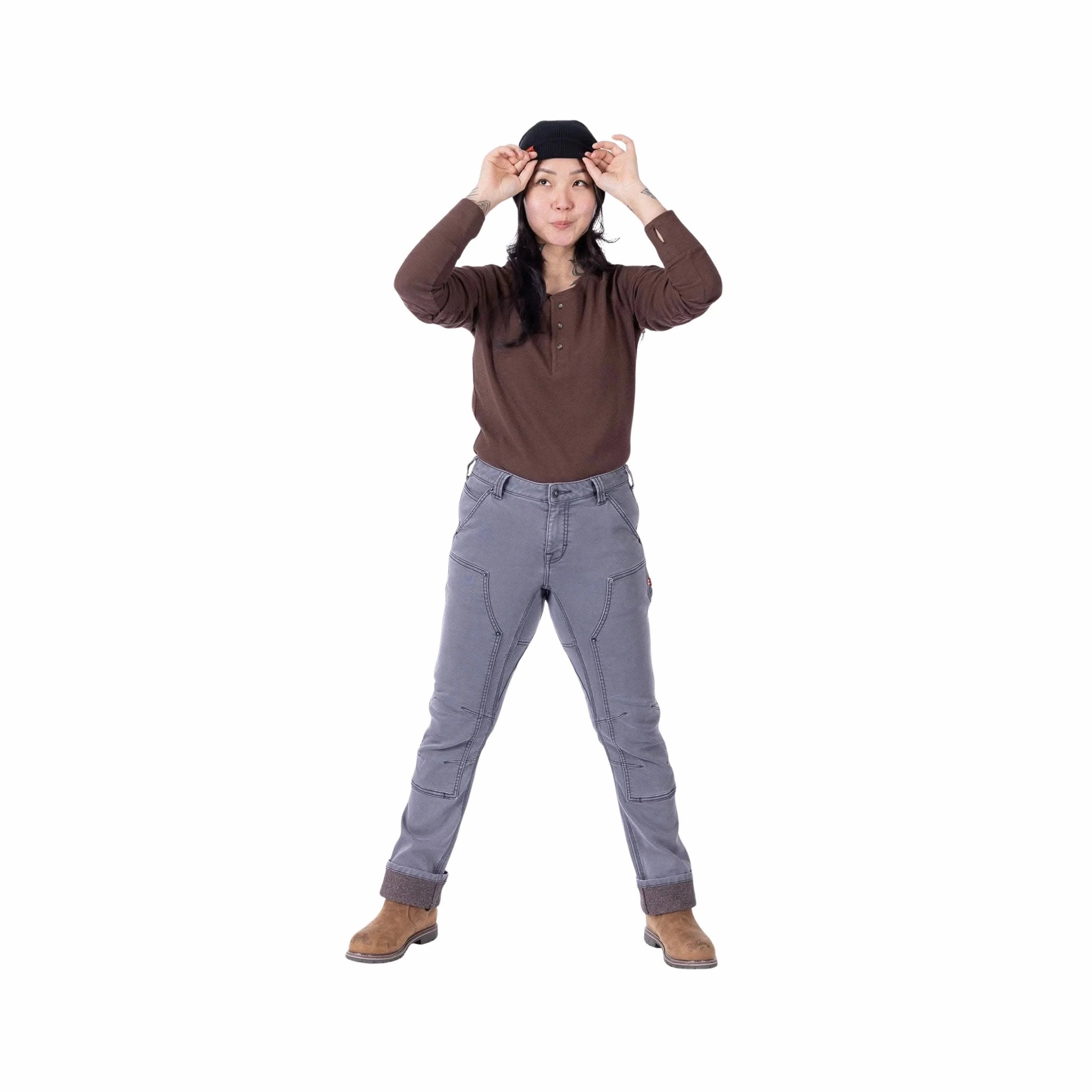 Smart Casual Spring Mood Formal Stylish Vibrant Dovetail Women's Britt Utility Hotswap Thermal Denim Pant - Grey