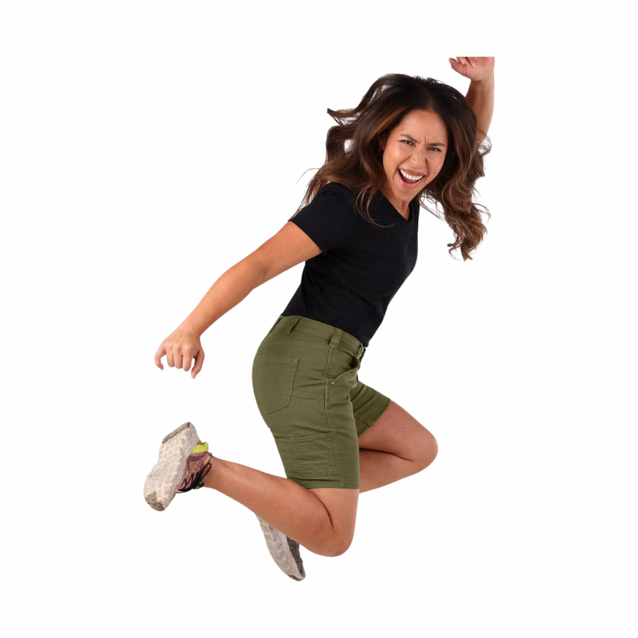 Dovetail Women's Go To Stretch Canvas Short - Kelp Green Bold Patterns