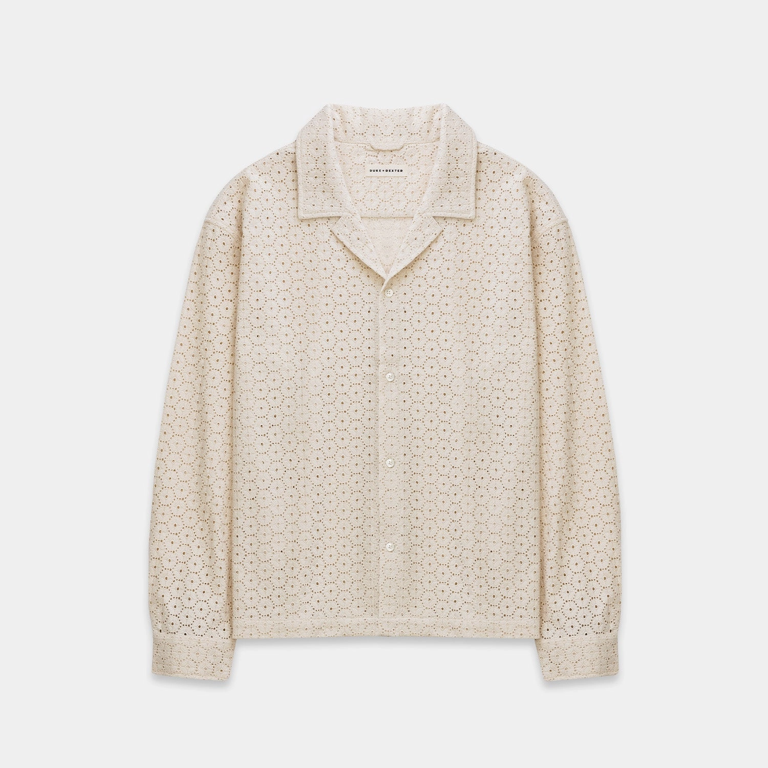 Duke Plus Antique White Crochet Shirt Effortless Comfort Design Weekend Comfort Wear