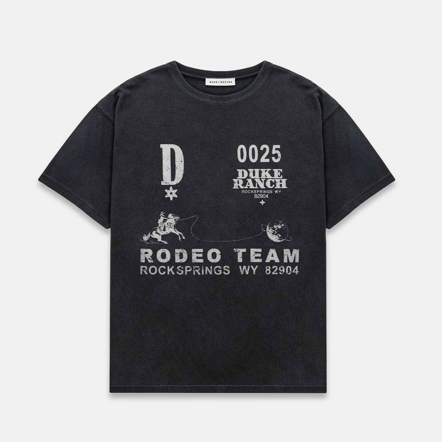 Duke Rodeo Team Vintage Black T-Shirt Circular Knit Design Anti Shrinkage Treatment