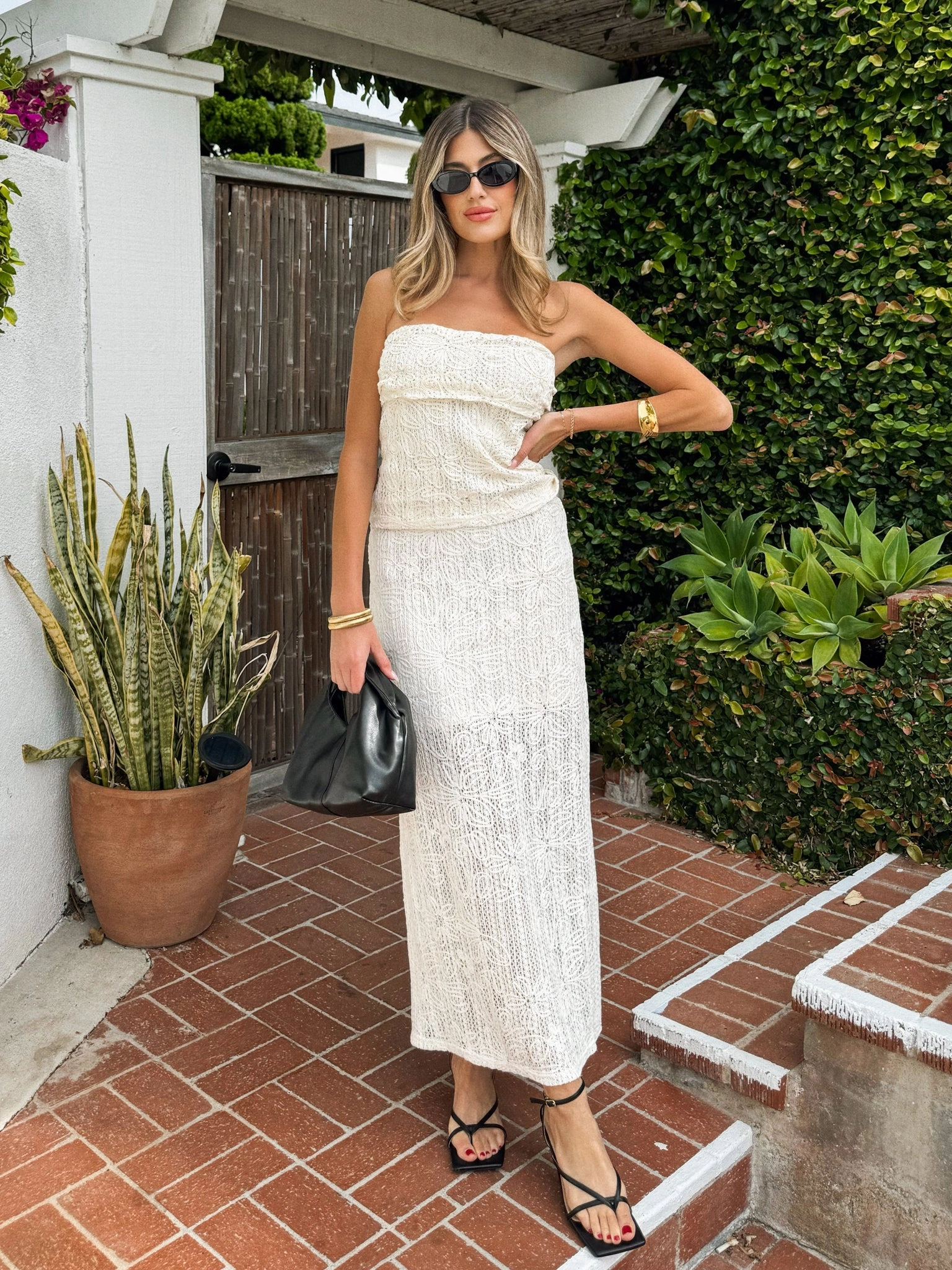 Relaxed Vibe Slim Comfort Gemini Lace Midi Skirt - Final Sale