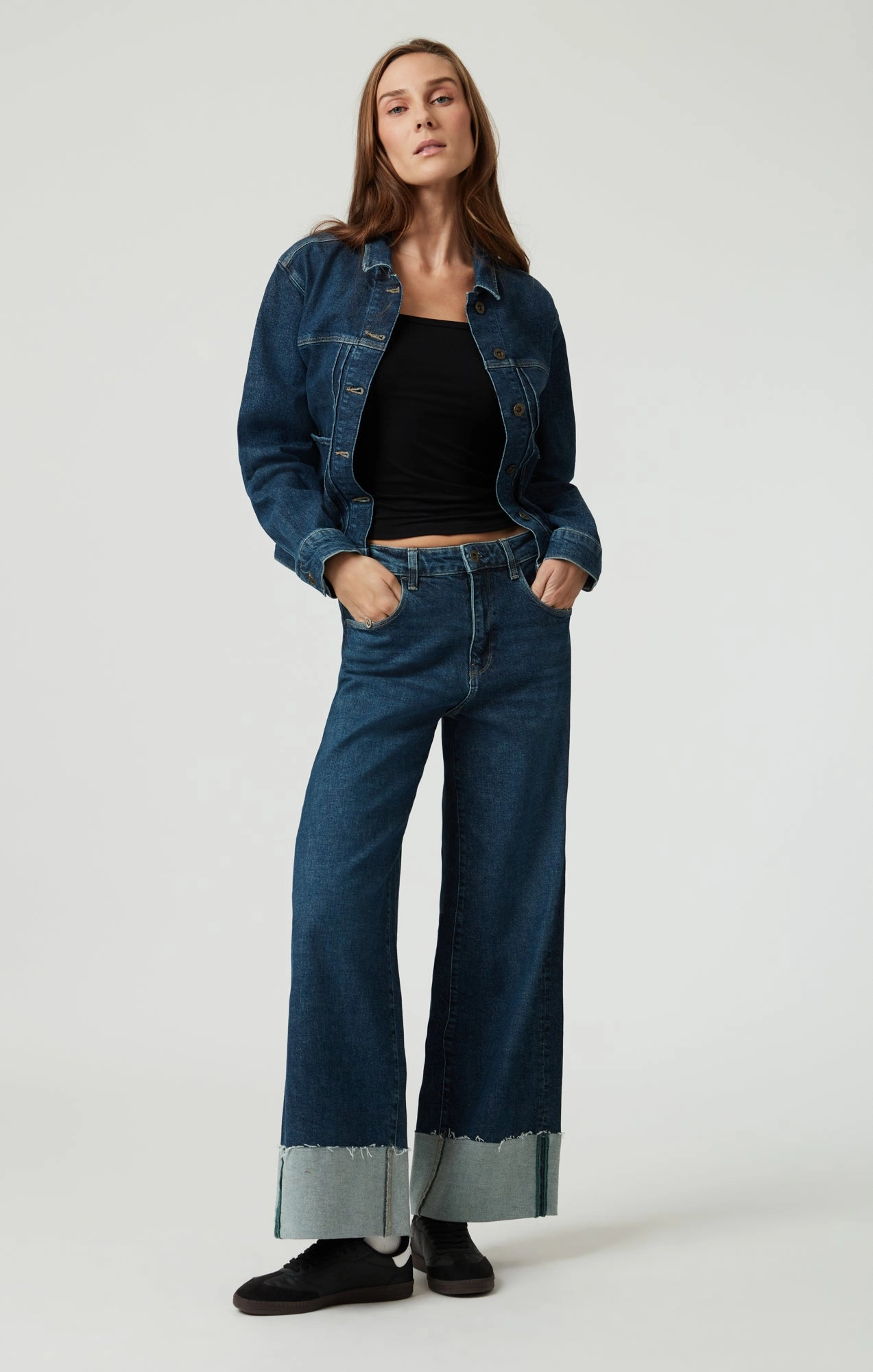 CATHY WIDE LEG IN DARK BLUE DENIM Nature Lover Shopping Day Everyday Neutral Outfit