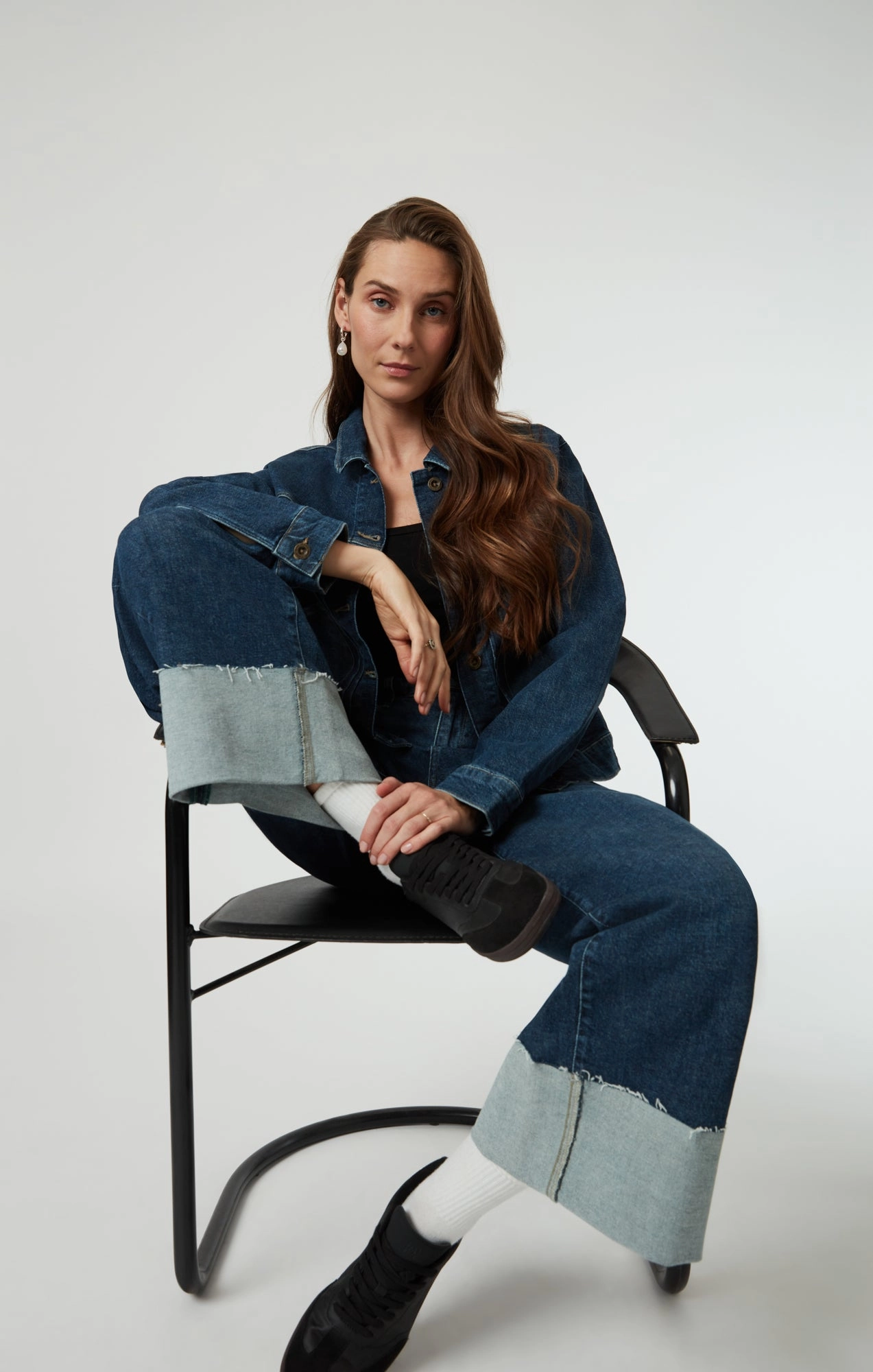 CATHY WIDE LEG IN DARK BLUE DENIM Lightweight Material