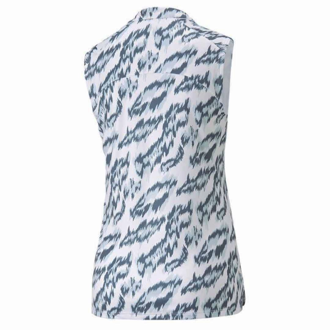 Puma - Women's MATTR Animal Sleeveless Polo (538999 01) Stretch Enhanced Mobility Zones Extended Coverage