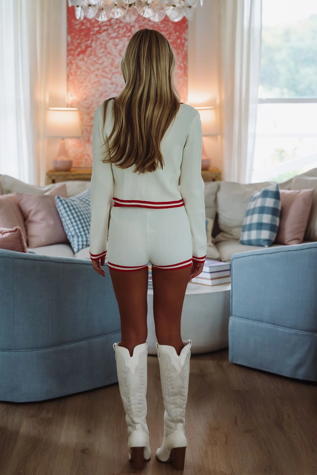 retro look Easton Top - Ivory and Red