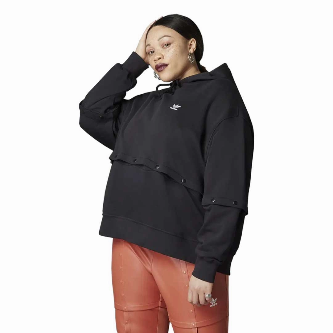 Moisture Managing Liner Snap Closures adidas - Women's Original Snap-Button Hoodie (Plus Size) (HF2070)